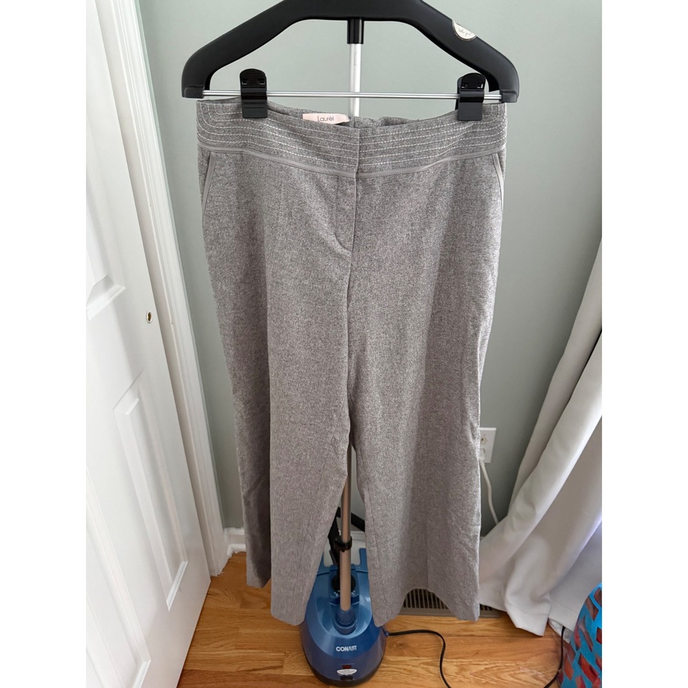 Laurel Escada Gray Wool Angora Cashgora Wide Leg Pants Womens 32 Waist